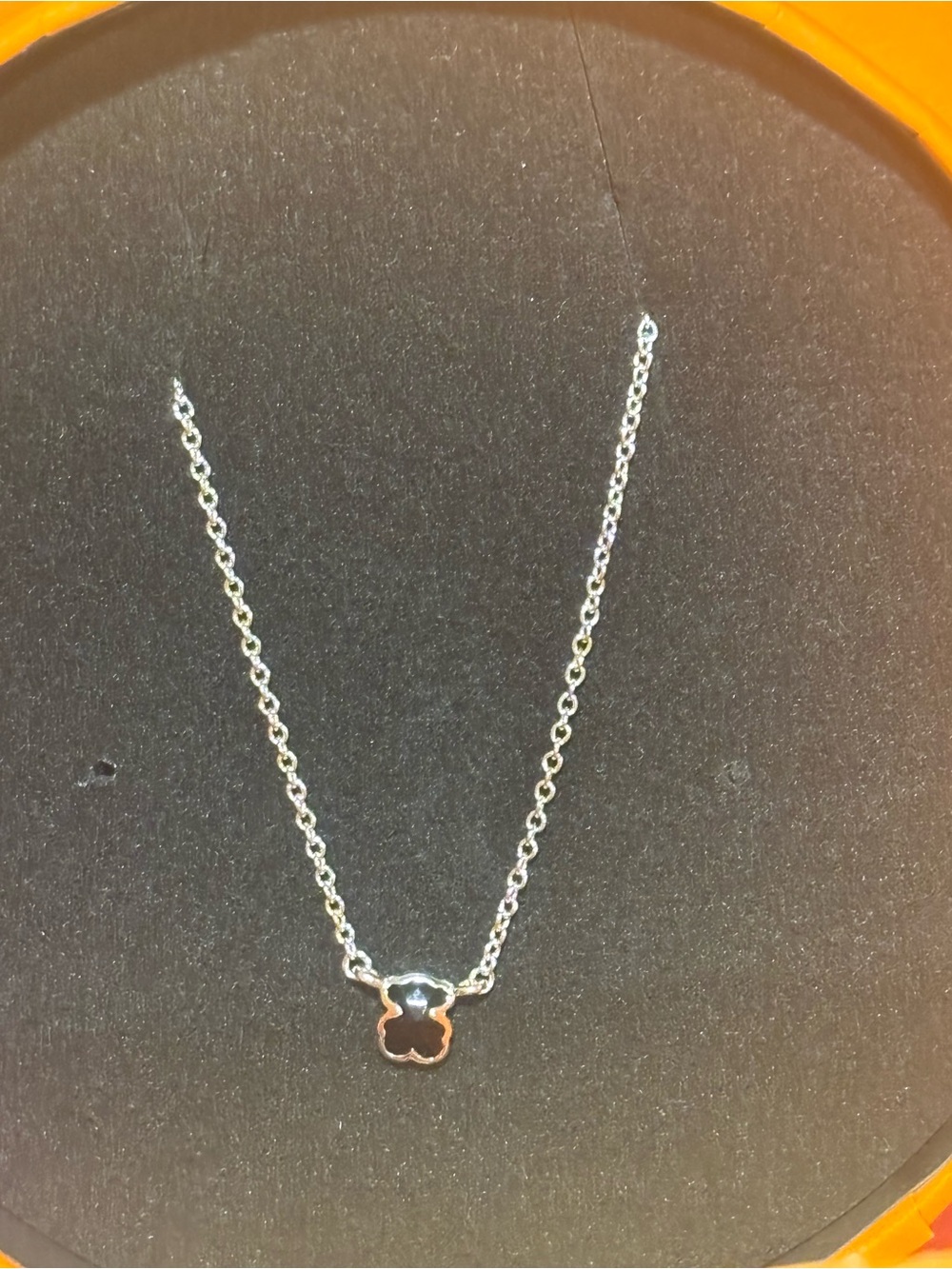 Tous Short Silver Necklace with small bear motif in onyx Tous Icon Color